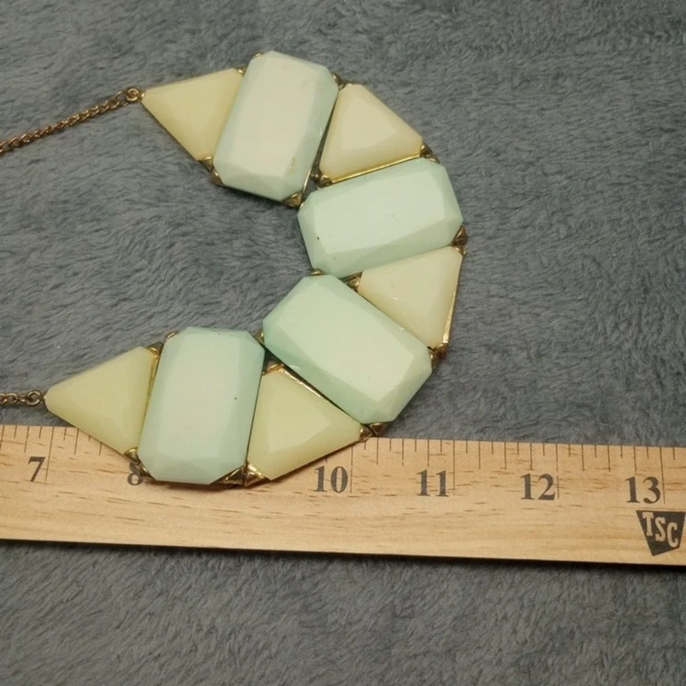 Statement Bib Necklace Geometric‎ Pastel Stones Gold Tone Chain